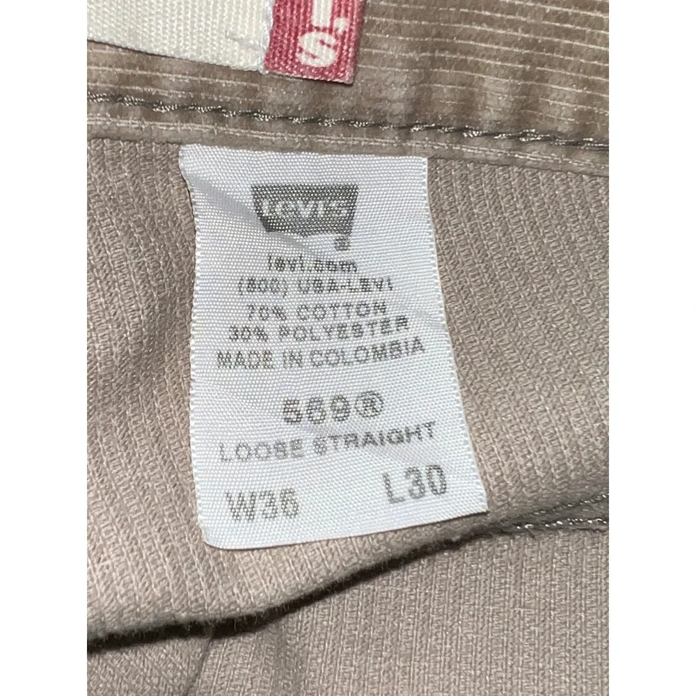Levis 569 Loose Straight Corduroy Pants Mens 36x30 Tan Khaki Beige 5 Pocket